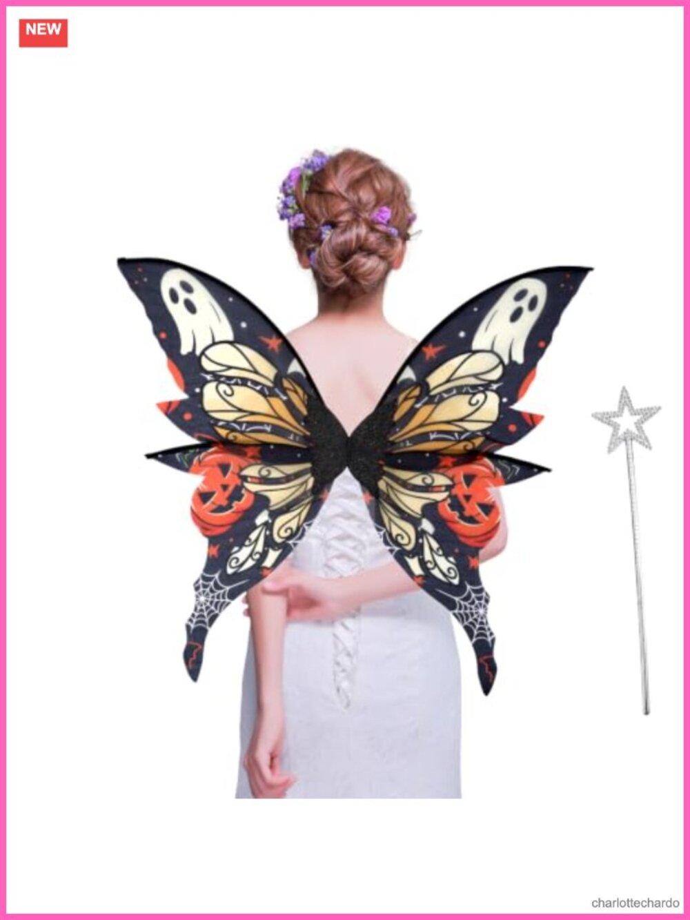 Fairy Wings Costume Set Organza Butterfly Wings Magic Wand Adult Halloween Party